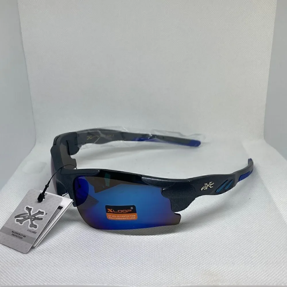 X-Loop Wrap Colored Mirrored Lens Sunglasses
